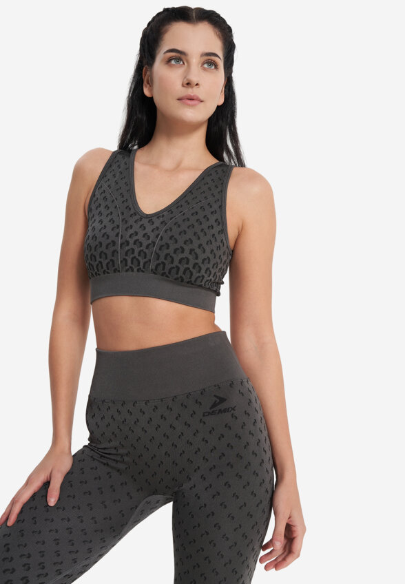 Топ бра спортивный Demix HighFlow Seamless Longline, Серый