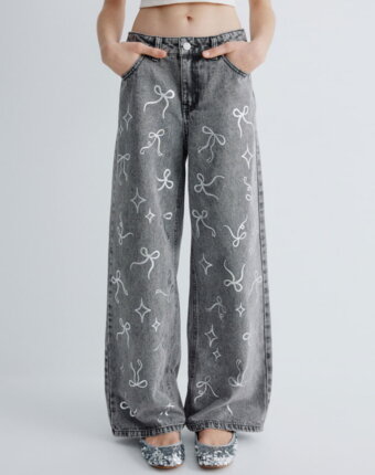 Джинсы WIDE LEG с бантиками для девочек детям