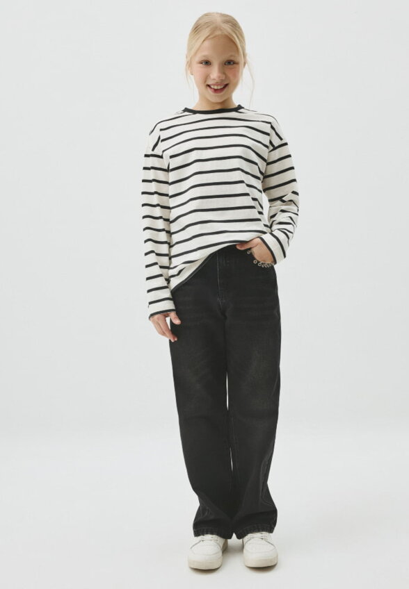 Джинсы Straight fit с пирсингом для девочек
