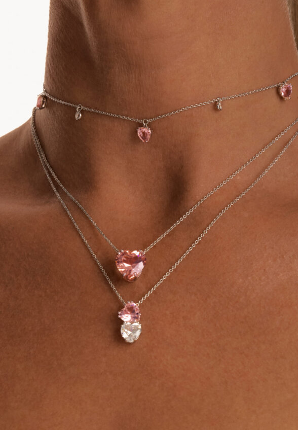 Серебряное колье ЛЮБОВЬ с подвеской-сердцем MIE