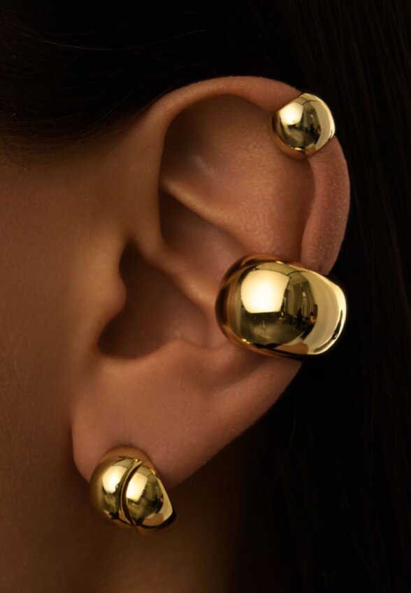 Серебряные серьги-узлы в покрытии желтое золото MIE