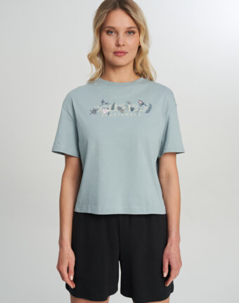 Футболка женская Columbia Rolling Bend Graphic Relaxed Crop SS, Голубой женщинам