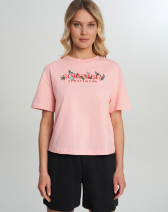 Футболка женская Columbia Rolling Bend Graphic Relaxed Crop SS, Розовый женщинам