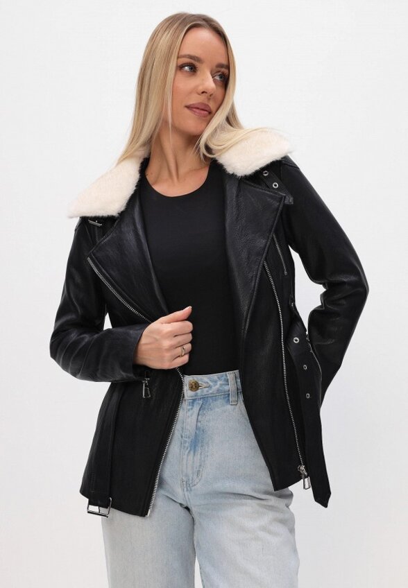 Куртка кожаная утепленная Grafinia