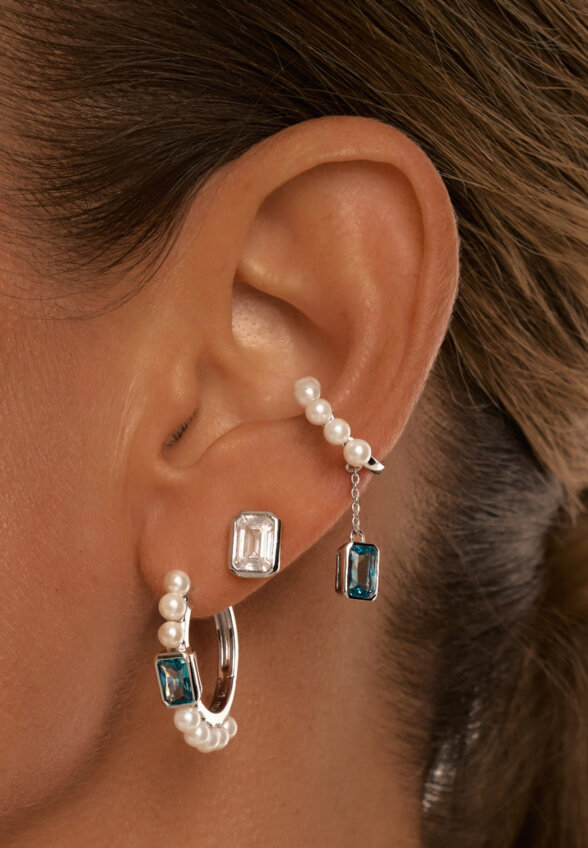 Серебряные серьги-трансформеры ПОЛНОЧЬ с фианитами MIE