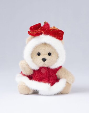 Медведь Lina TeddyTales, XS ,в плаще с бантоом, молочный, брелок, 15 см детям