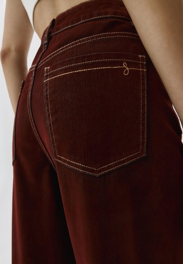 Джинсы WIDE LEG c бархатистым флоковым покрытием
