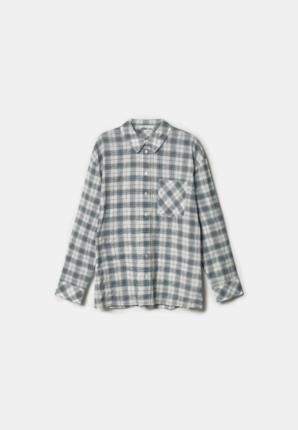 Рубашка оверсайз в клетку из жатой ткани
