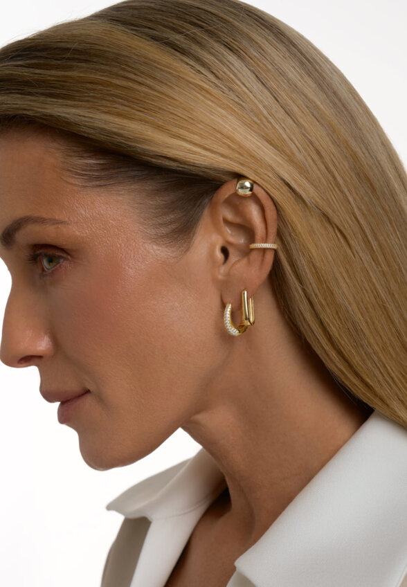 Позолоченный базовый кафф с фианитами из серебра MIE