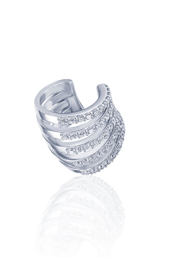 Крупный кафф из серебра с фианитами Гэтсби MIE