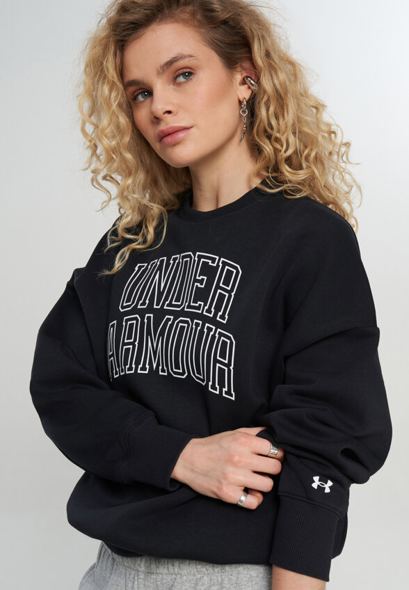 Свитшот женский оверсайз Under Armour Rival Flc OS Varsity Crew, Черный