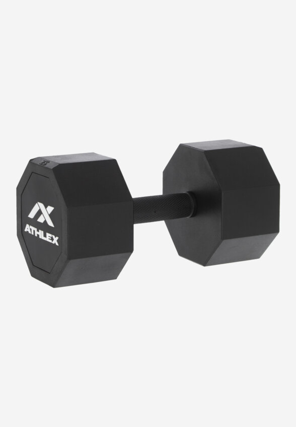 Гантель гексагональная обрезиненная Athlex, 25 кг, Черный