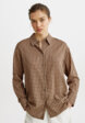 Рубашка оверсайз из вискозы и хлопка в клетку1  - превью