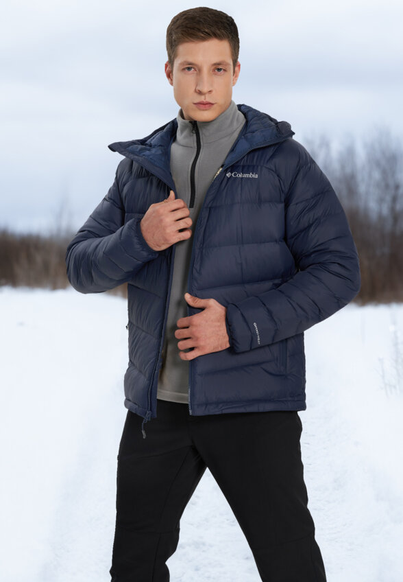 Ультралегкий пуховик мужской Columbia Centennial Creek III Down Hooded Jacket, Синий