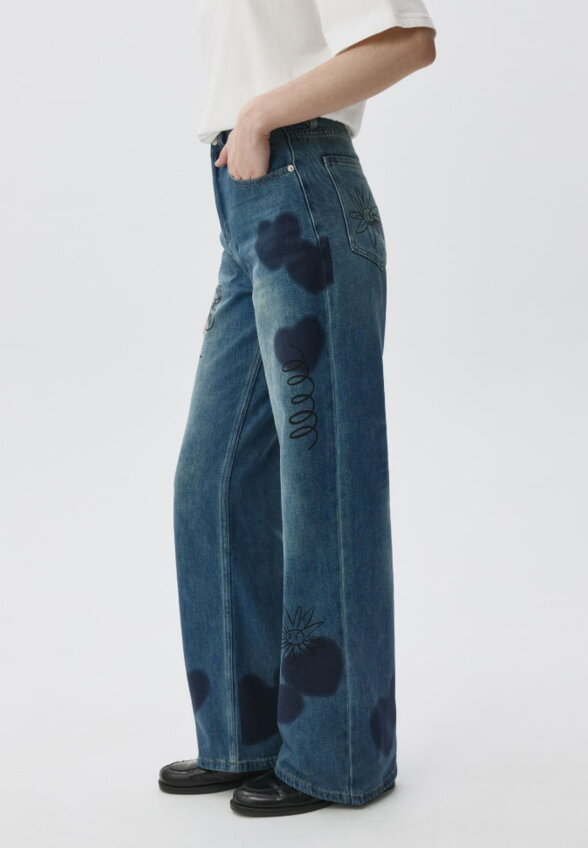 Джинсы WIDE LEG с детскими рисунками