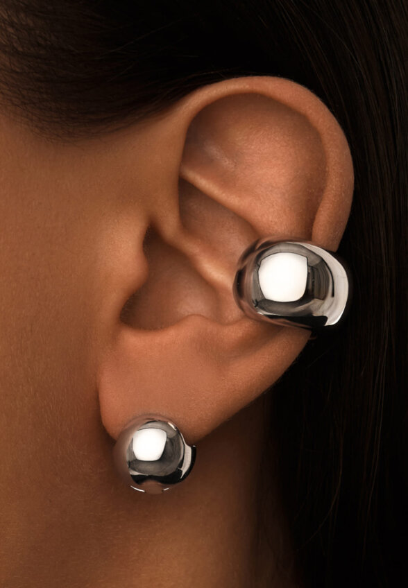 Широкий объемный кафф из серебра MIE