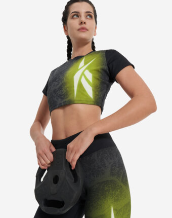 Футболка женская Reebok Lux Bold Cropped, Черный женщинам
