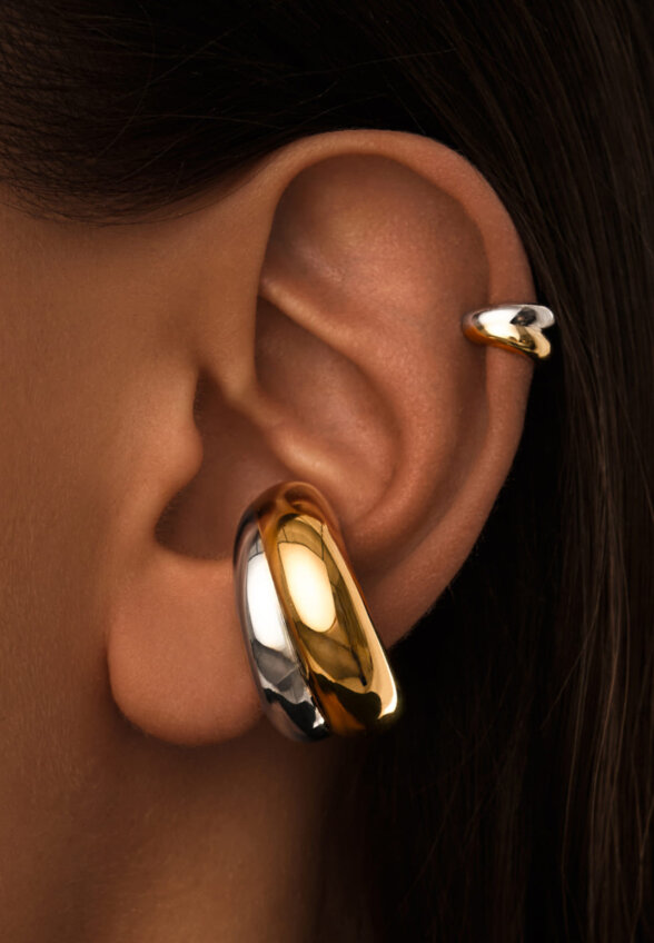 Серебряный кафф мини биколор MIE