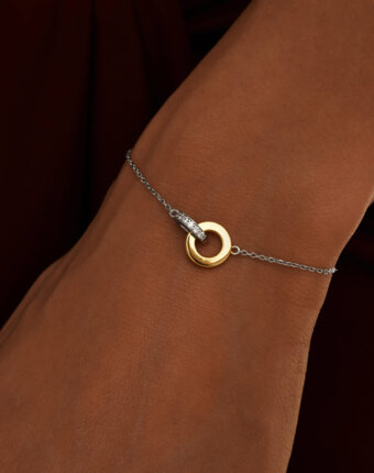 Серебряный браслет биколор с фианитами MIE женщинам