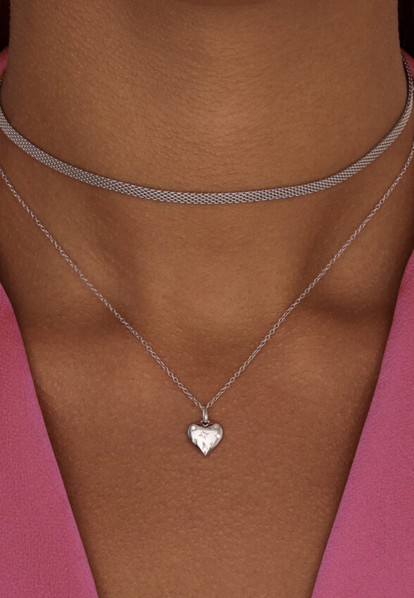 Серебряная подвеска сердце с фианитами MIESTILO MIE