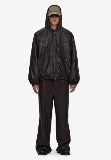 Куртка кожаная утепленная Crumpled Faux-Leather Brown FABLE