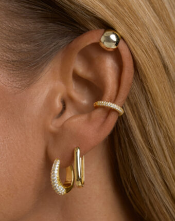 Позолоченный базовый кафф с фианитами из серебра MIE женщинам