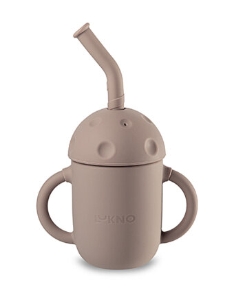 Поильник мини с крышкой и трубочкой LUKNO, теплый песок детям