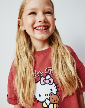 Футболка с принтом Hello Kitty для девочек детям