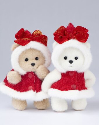 Медведь Lina TeddyTales, XS ,в плаще с бантоом, молочный, брелок, 15 см детям