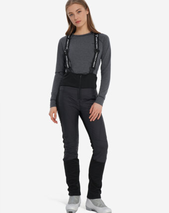 Брюки для беговых лыж женские Fischer Hybrid, Черный женщинам