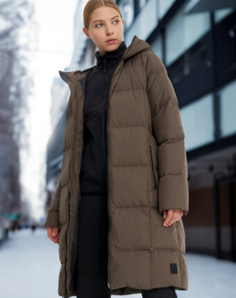 Пальто пуховое женское Jack Wolfskin Frozen Lake, Коричневый женщинам