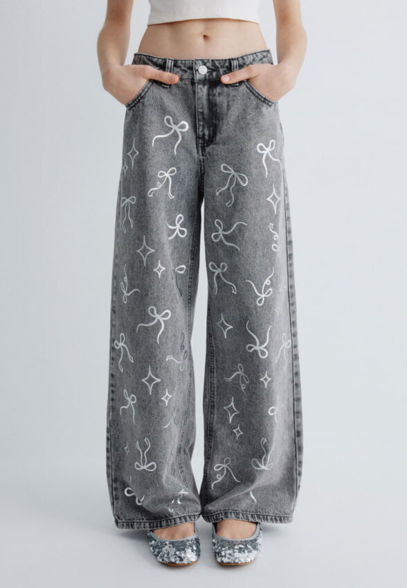 Джинсы WIDE LEG с бантиками для девочек