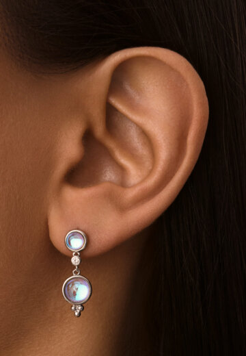 Серебряные серьги-подвесы с лунными камнями MIESTILO MIE