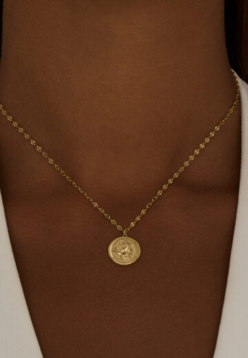 Серебряное колье с монетой АМУР в покрытии желтое золото MIE