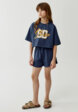 Укороченная футболка из футера для девочек2  - превью