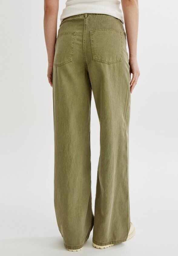 Прямые брюки со стиркой из мягкого тенсела и хлопка
