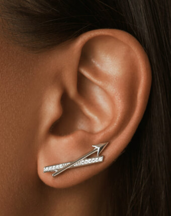 Серебряные серьги-клаймберы ЭРОС с фианитами MIE женщинам