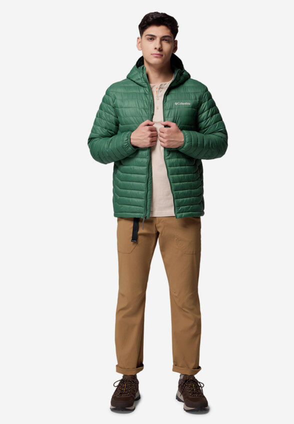 Ультралегкий пуховик мужской Columbia Powder Pass Hooded Jacket, Зеленый
