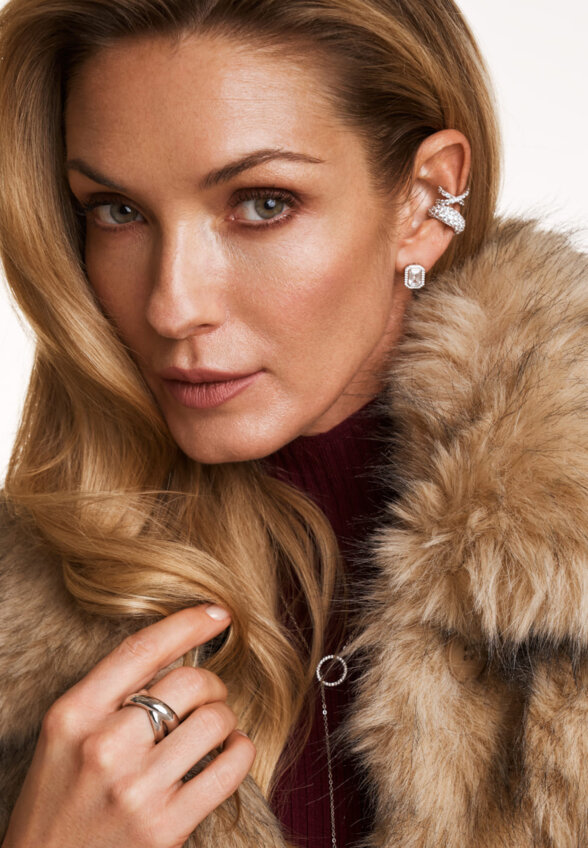 Кольцо кросс из серебра MIE