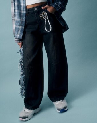 Винтажные джинсы Baggy Fit для девочек детям