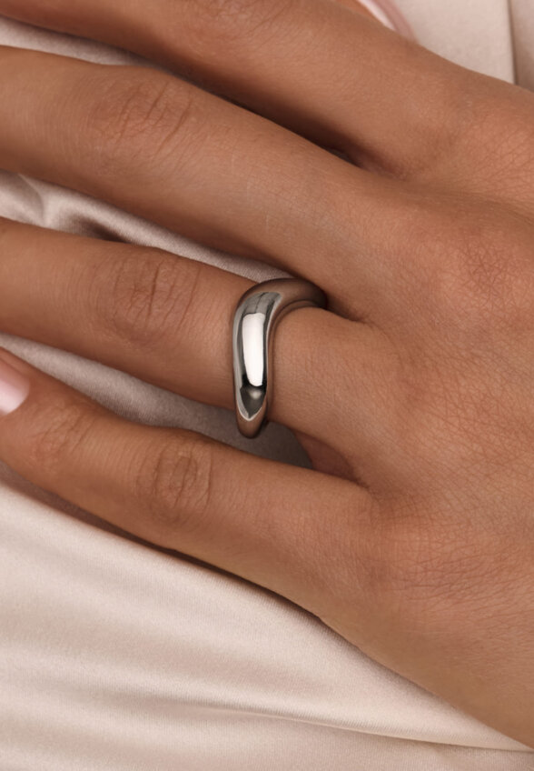 Серебряное кольцо волна гладкое MIESTILO MIE