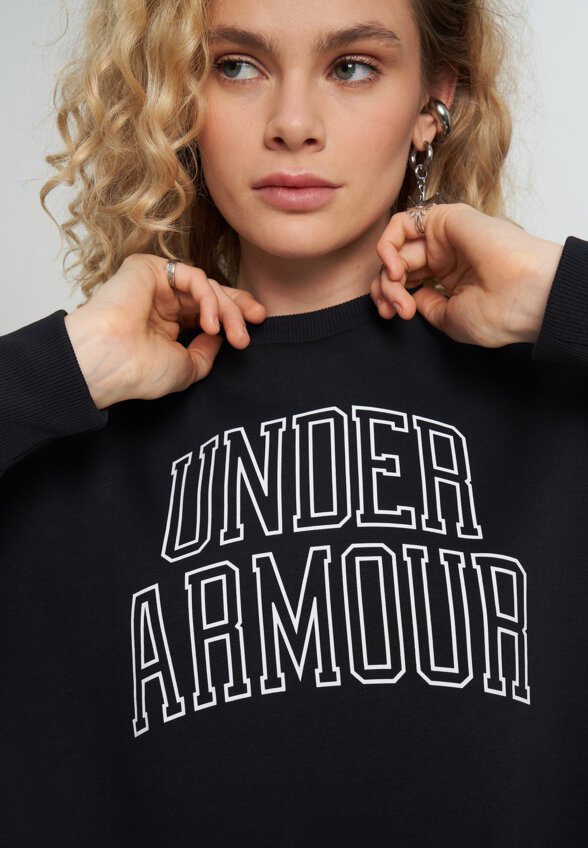 Свитшот женский оверсайз Under Armour Rival Flc OS Varsity Crew, Черный