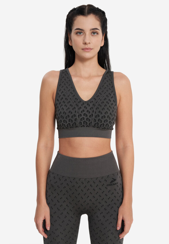 Топ бра спортивный Demix HighFlow Seamless Longline, Серый