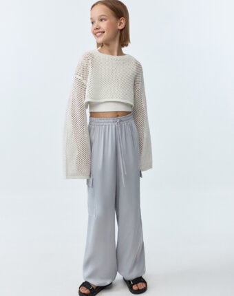 Широкие брюки-карго для девочек детям