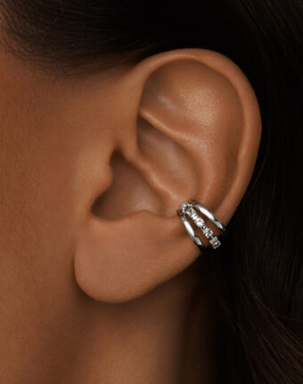 Серебряный тройной кафф ЧИСТОТА с белыми топазами MIE женщинам