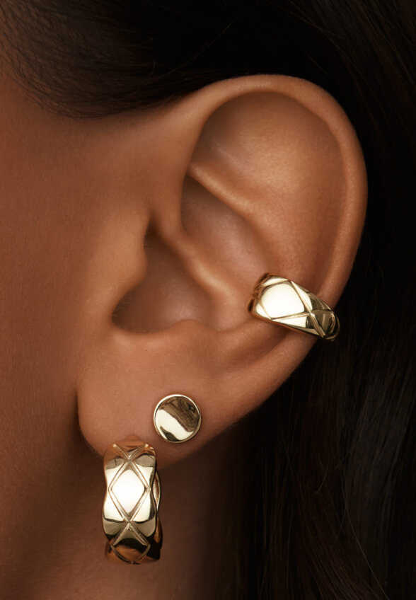 Серебряные круглые серьги в покрытии желтое золото MIE