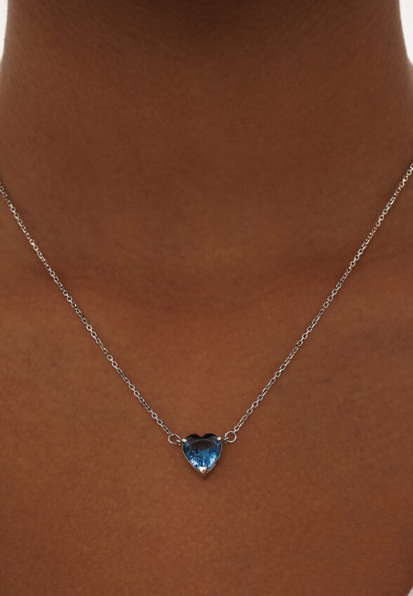 Серебряная подвеска с синим фианитом в огранке сердце MIESTILO MIE