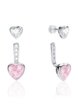 Серебряные серьги-трансформеры ЛЮБОВЬ с белым и розовым сердцами MIE5  - превью