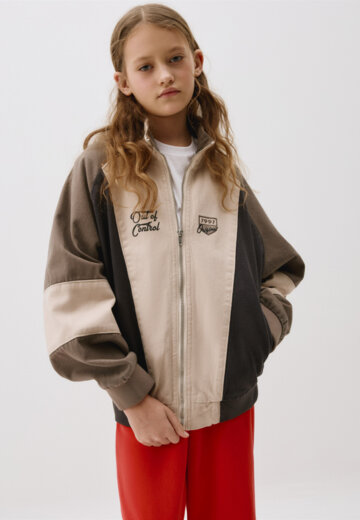 Бомбер оверсайз из твила для девочек