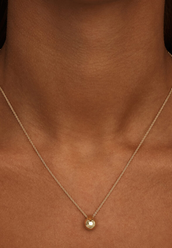 Серебряное колье с подвеской-каплей в покрытии желтое золото MIE
